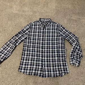 Mens MK Blue Plaid Button Down Shirt sz L Michael Kors